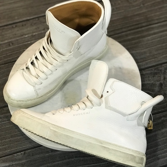 Men’s BUSCEMI 125MM High Top Luxury Sneakers White - Picture 8 of 8